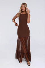 Sweet Gleam Maxi Dress Brown