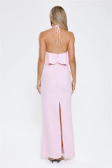 Silken Radiance Halter Maxi Dress Pink
