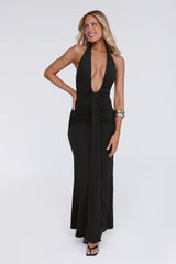 Pretty Now Halter Maxi Dress Black