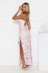 Floral Journey Strapless Maxi Dress Pink