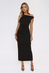 Chic Dreams Await Off Shoulder Maxi Dress Black