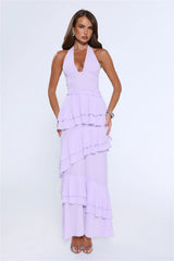 Power Glow Halter Maxi Dress Lilac