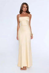 Evening Energy Satin Maxi Dress Yellow