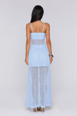 Chic Society Knit Maxi Dress Blue