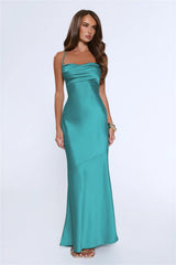 Evening Energy Satin Maxi Dress Green
