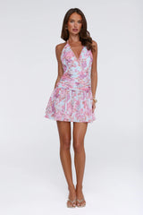 Fleur Mystique Halter Mini Dress Floral