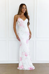 Romantic Floral Lace Maxi Dress White
