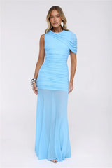 Dress Code Icon Mesh Maxi Dress Blue