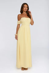 Ocean Aura Off Shoulder Maxi Dress Yellow