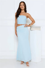 Babe Glow Strapless Maxi Dress Blue