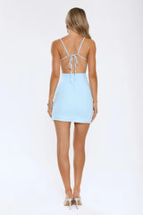 Soft Confidence Wrap Mini Dress Blue