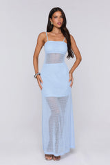 Chic Society Knit Maxi Dress Blue