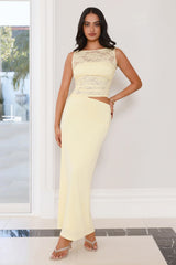 Styled Signed Delivered Lace Maxi Dress Yellow