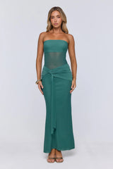 Kissable Strapless Mesh Maxi Dress Teal