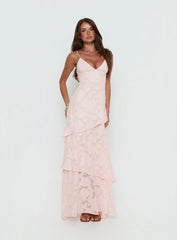 Lyricah Tiered Tie Back Maxi Dress Pink