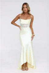 Silker Moments Satin Maxi Dress Yellow