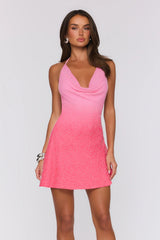Cheeky Flirt Halter Mesh Mini Dress Pink