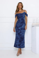 Mireille Off Shoulder Maxi Dress Blue