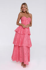 Unmatched Style Strapless Maxi Dress Coral