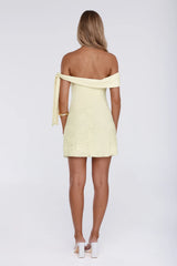 Chic Alignment Off Shoulder Lace Mini Dress Yellow