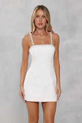 Signature Glow Satin Mini Dress White