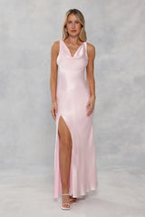 The Loretta Cowl Satin Maxi Dress Pink