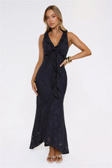 Shimmer Petal Maxi Dress Navy