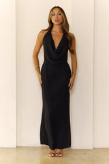 Don't Gatekeep Halter Maxi Dress Black