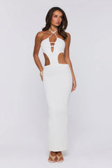 Beachside In Cabo Knit Halter Maxi Dress White
