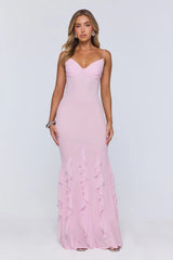 Softly Twirling Mesh Maxi Dress Pink