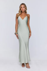 Your Own Masterpiece Satin Maxi Dress Sage