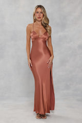 The Sophia Satin Maxi Dress Bronze