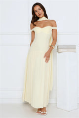 The Style Spotlight Off Shoulder Maxi Dress Yellow