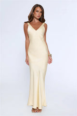 Life’s A Movie Satin Maxi Dress Yellow