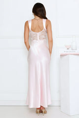 Flirty Business Satin Maxi Dress Pink