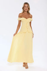 Radiant Poise Off Shoulder Maxi Dress Yellow
