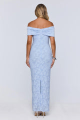 Sunshine Pop Off Shoulder Maxi Dress Blue