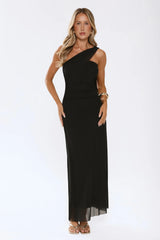Evening Allure Mesh Strapless Maxi Dress Black
