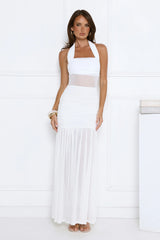 Elevated Hour Glow Halter Maxi Dress White