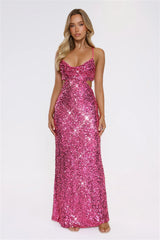 Peak Brilliance Sequin Maxi Dress Hot Pink