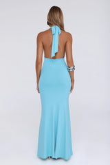 The Editorial Wardrobe Halter Maxi Dress Blue