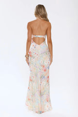 Cute Comes First Strapless Maxi Dress Print