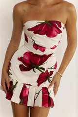 Rose Muse Strapless Mini Dress Red