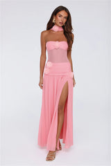 Island Allure Mesh Strapless Maxi Dress Pink