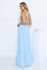 High Key Icon Halter Maxi Dress Blue