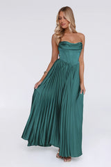 Starlit Kiss Satin Maxi Dress Green
