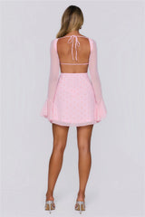 Sunset Season Long Sleeve Polka Dot Mini Dress Pink