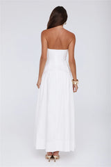 Just Feels Right Linen Blend Strapless Maxi Dress White