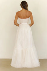 First Kiss Feeling Strapless Maxi Dress Cream