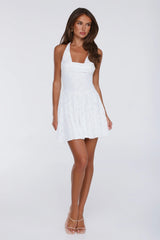 Confetti Hour Halter Mini Dress White